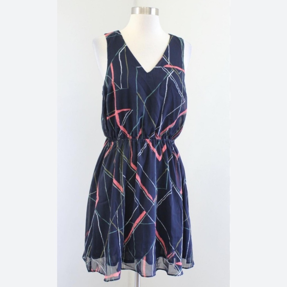 Banana Republic Navy Abstract Mini Dress size 14 It's a size M.